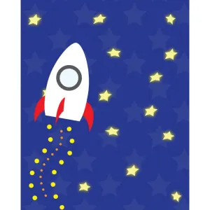 Rocket into Space Printed Backdrop