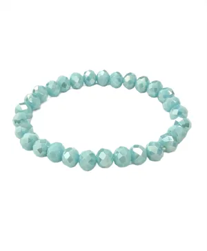 Shiny Light Blue Stretch Bead Bracelet