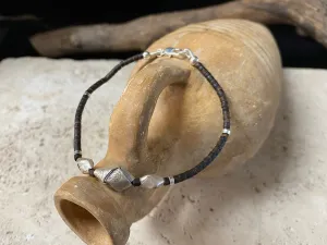 Silver and Coconut Wood Bracelet - Knot Beads