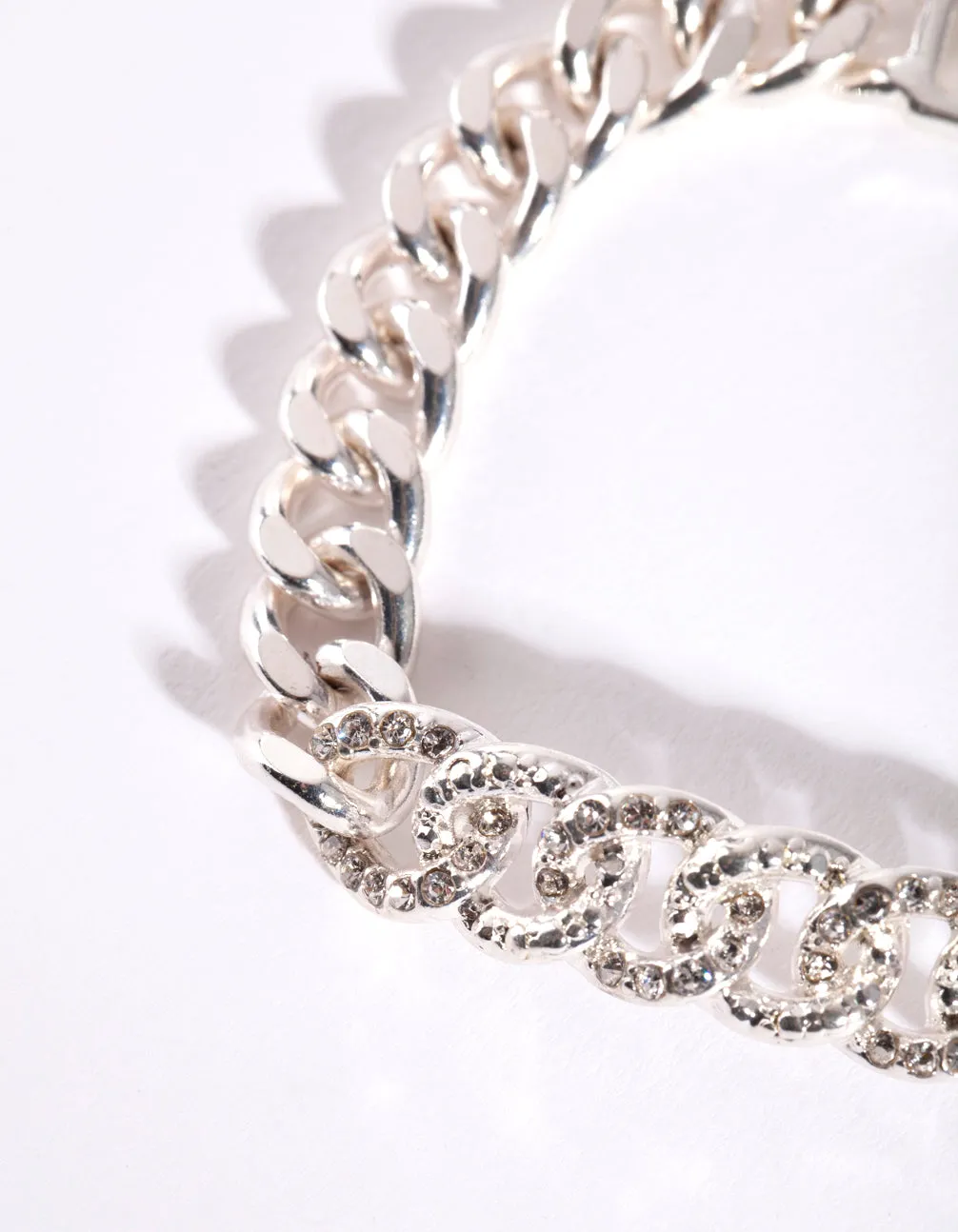 Silver Pave Diamante Chain Bracelet