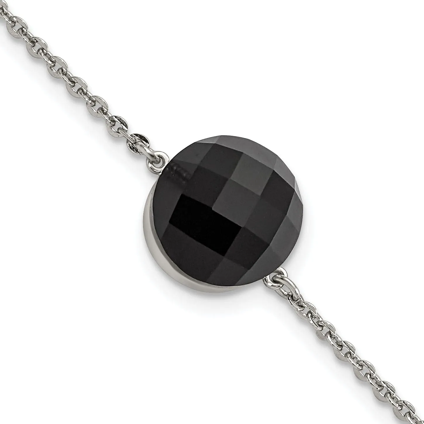 Stainless Steel Dark Brown Glass Bracelet