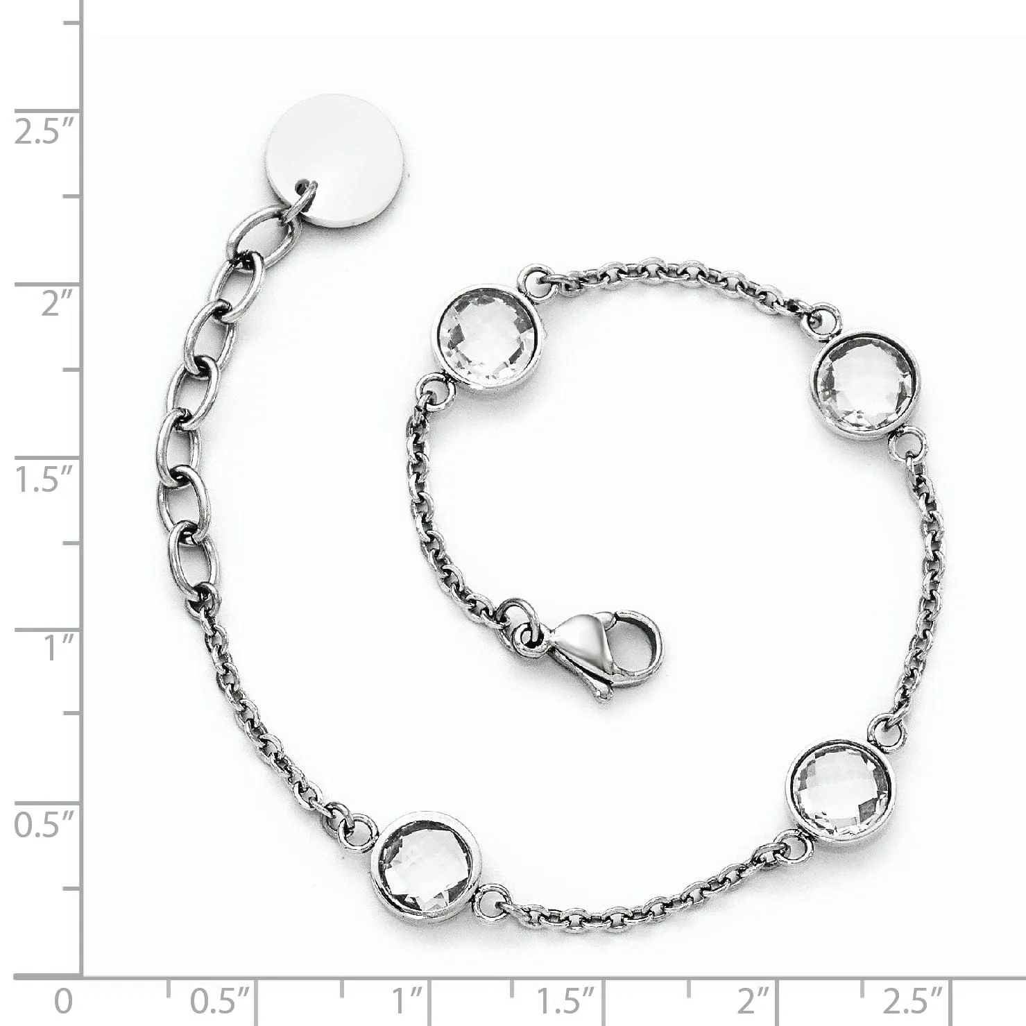 Stainless Steel Polished with Glass Bracelet