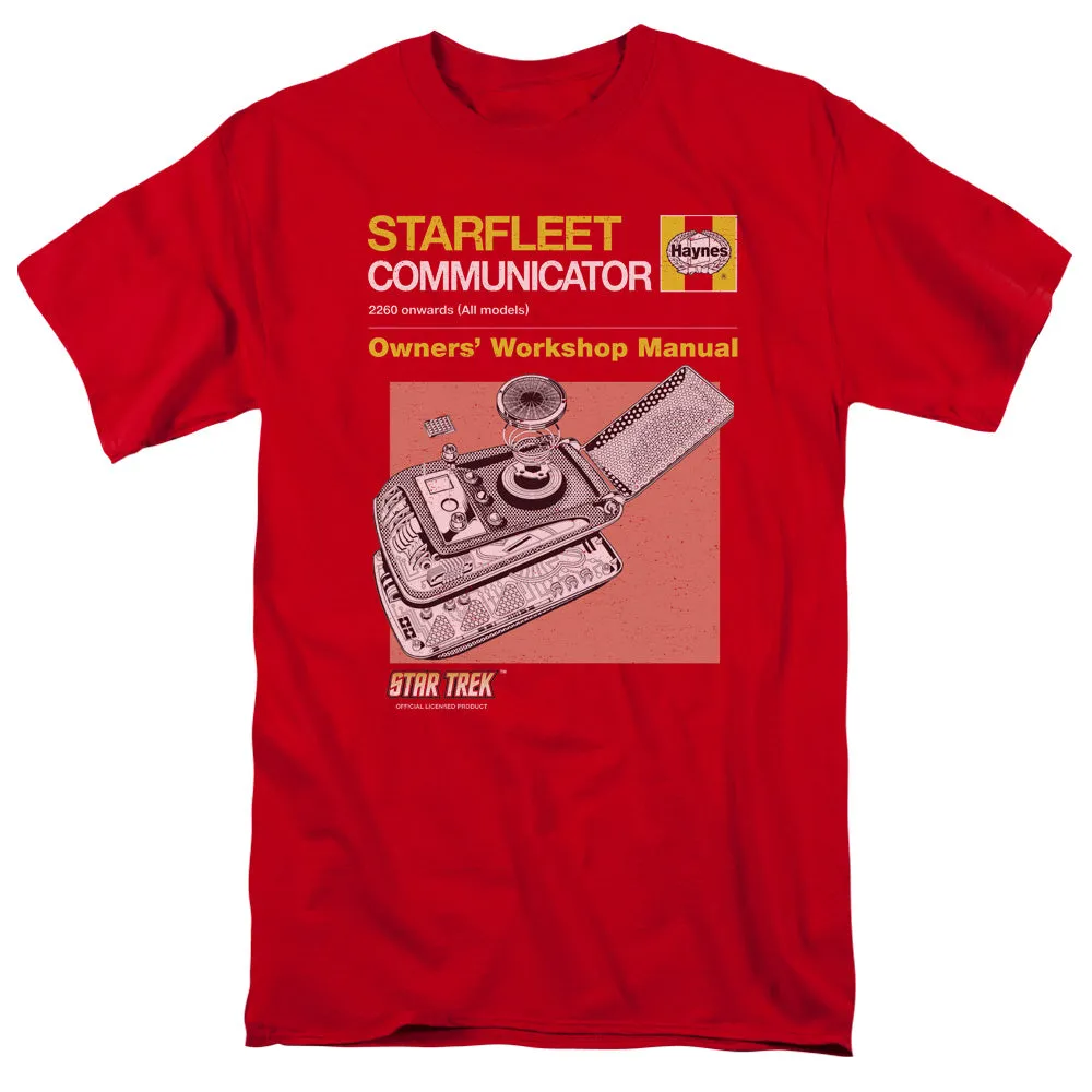 Star Trek Comm Manual Mens T Shirt Red