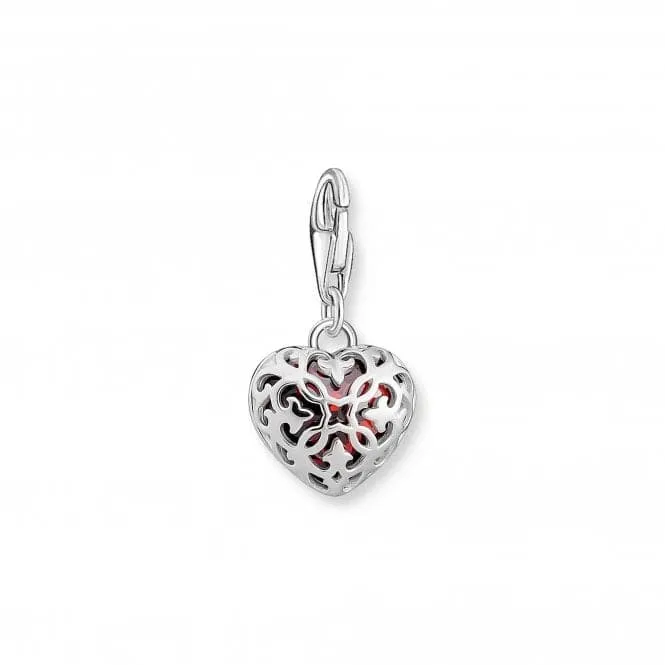 Sterling Silver Stone Red Heart Charm 2094-699-10