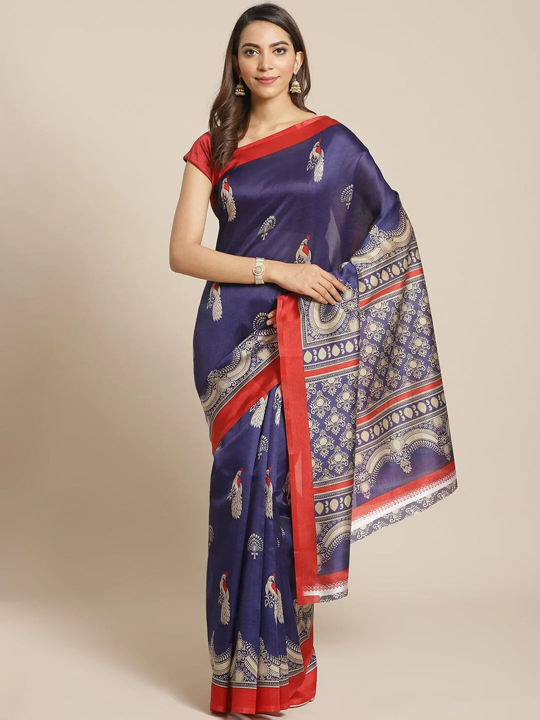 SVB Saree Blue Animal Print Saree