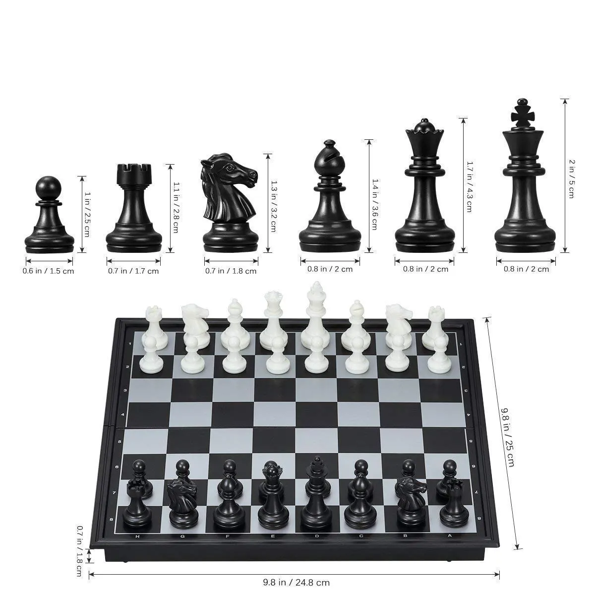 TEC TAVAKKAL Magnetic Chessboard Game Set with Folding Travel Portable Case Chess Board Set with Folding Chess Board 2 Players Travel Toys for Kids and Adults (Black)