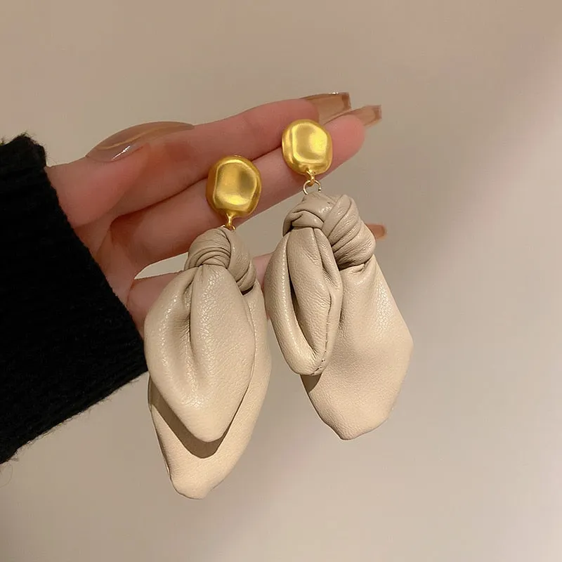 TEEK - Leather-Look Knotted Drop Earrings