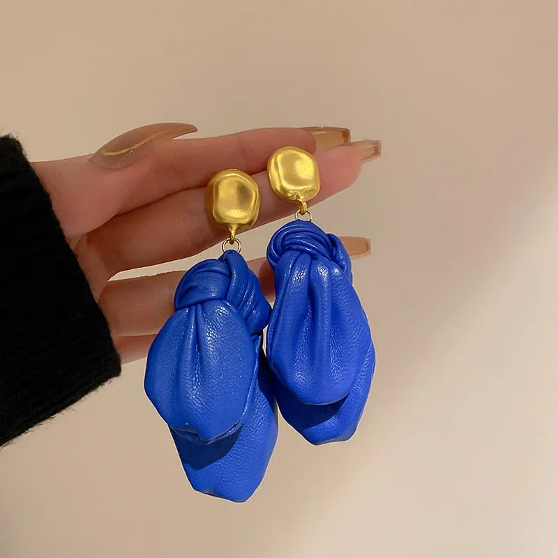 TEEK - Leather-Look Knotted Drop Earrings