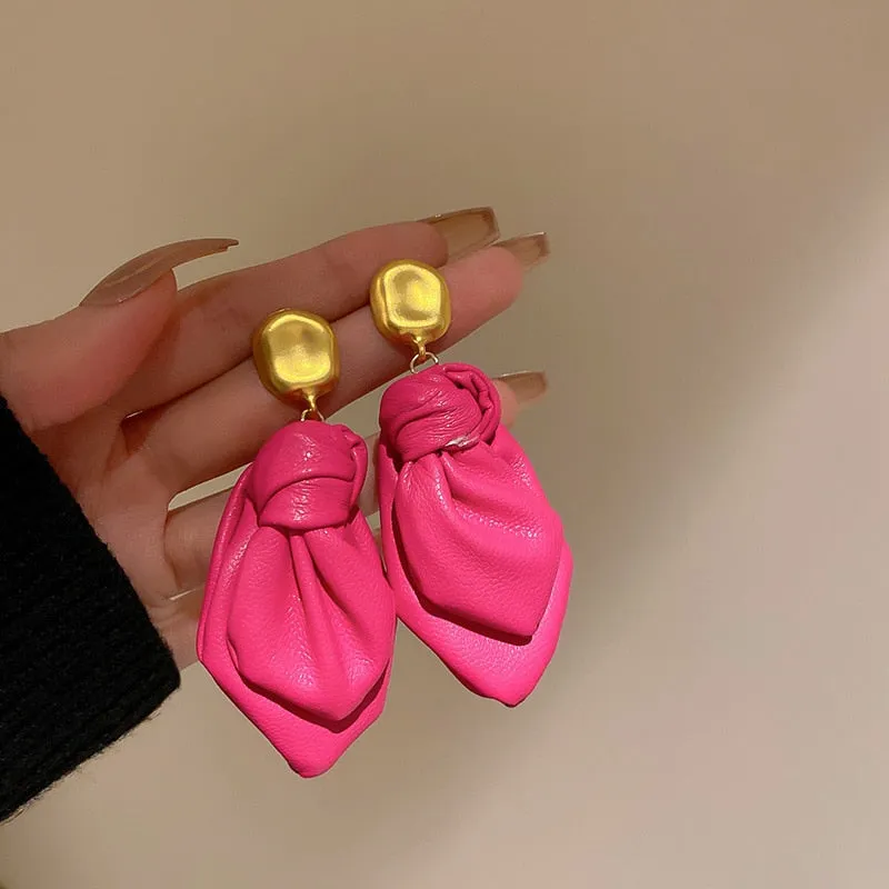 TEEK - Leather-Look Knotted Drop Earrings