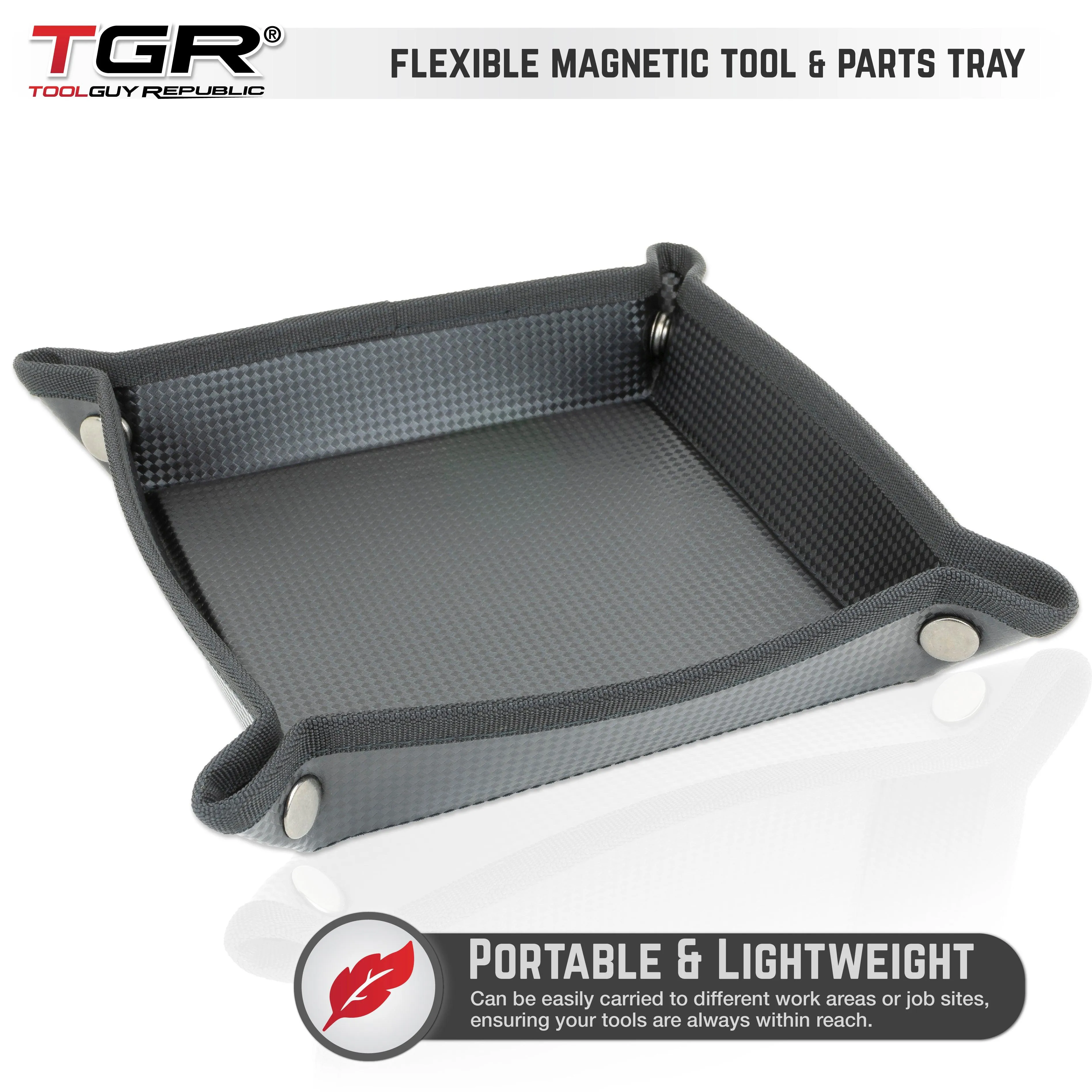 TGR Premium Flexible Magnetic Tool & Parts Tray Organizer 10”x10” - Perfect for Toolbox Drawers, Workshop & Garage