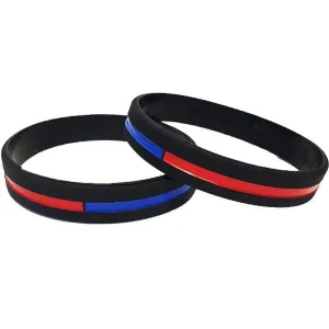 Thin Blue and Red Line Silicone Bracelet