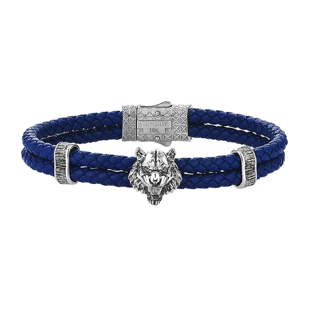 Tiger Leather Bracelet in Solid White Gold