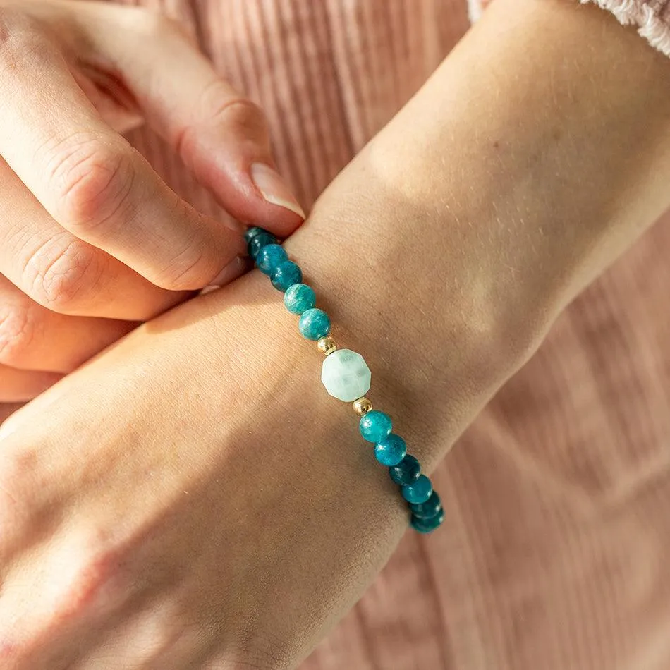 Tranquil Tides Blue Apatite and Aquamarine Gemstone Bracelet 6mm