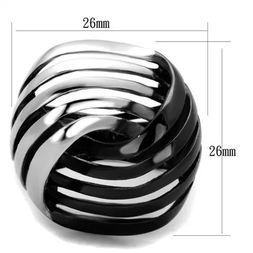 Two-Tone IP Black (Ion Plating) Stainless Steel Ring with No Stone for Women Style TK1843