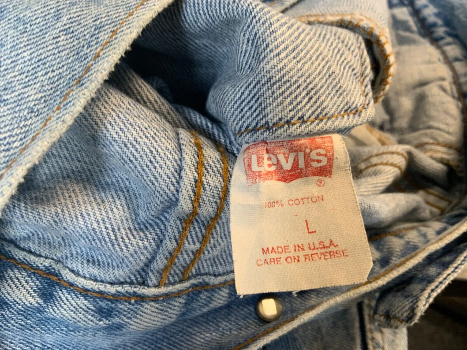 VTG 80s USA MADE LEVIS 70508 0214 TYPE 3 TRUCKER DENIM JACKET MOD SKINS 34” XS