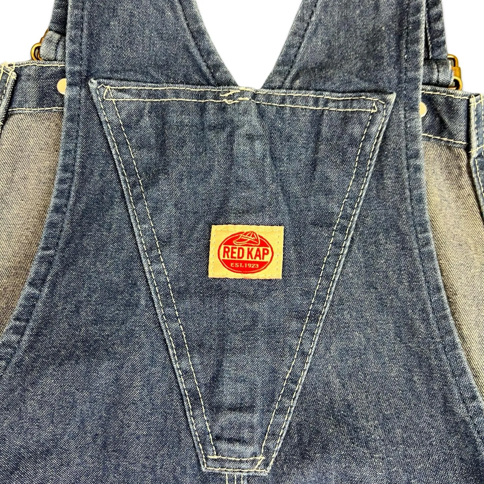 VTG USA RED KAP INDIGO DENIM DUNGAREES AMERICAN WORKWEAR ROCKABILLY 28W 32L