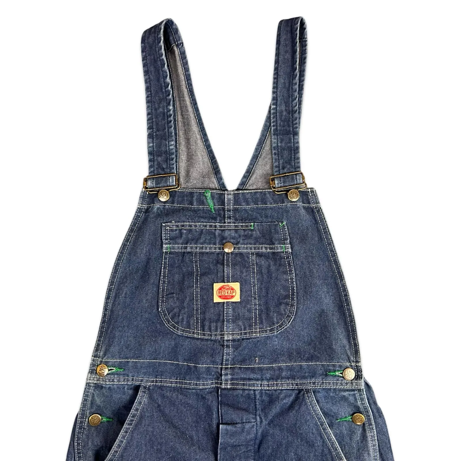 VTG USA RED KAP INDIGO DENIM DUNGAREES AMERICAN WORKWEAR ROCKABILLY 28W 32L